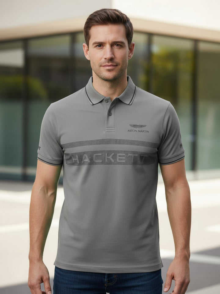 Hackett Mens S/S Aston Martin Chest PNL Polo HM563085