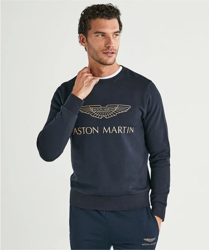 Hackett Mens L/S R-N (Aston Martin) Cotton Sweat Shirt HM581150