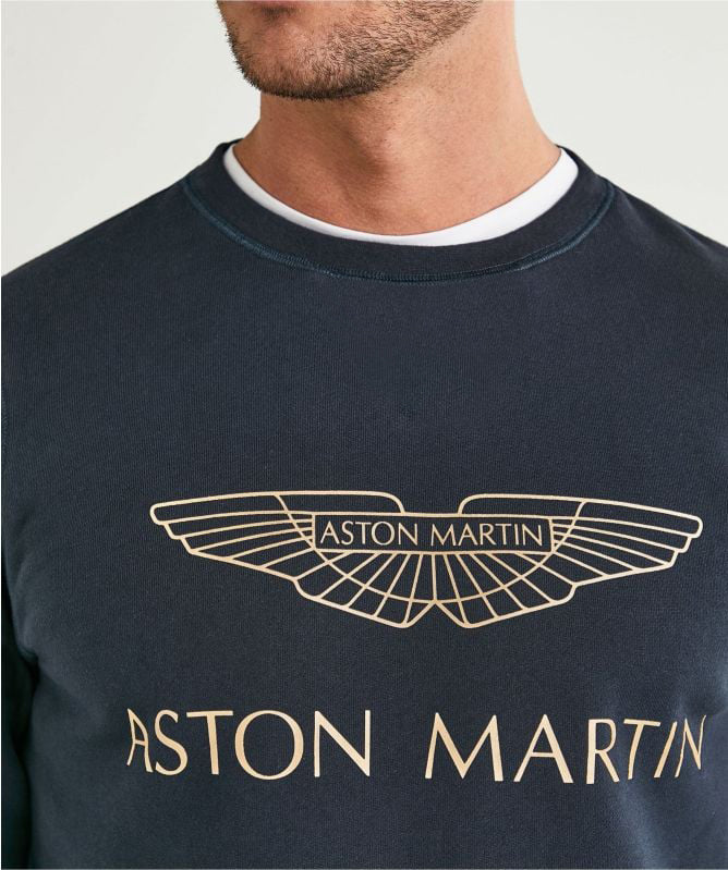 Hackett Mens L/S R-N (Aston Martin) Cotton Sweat Shirt HM581150