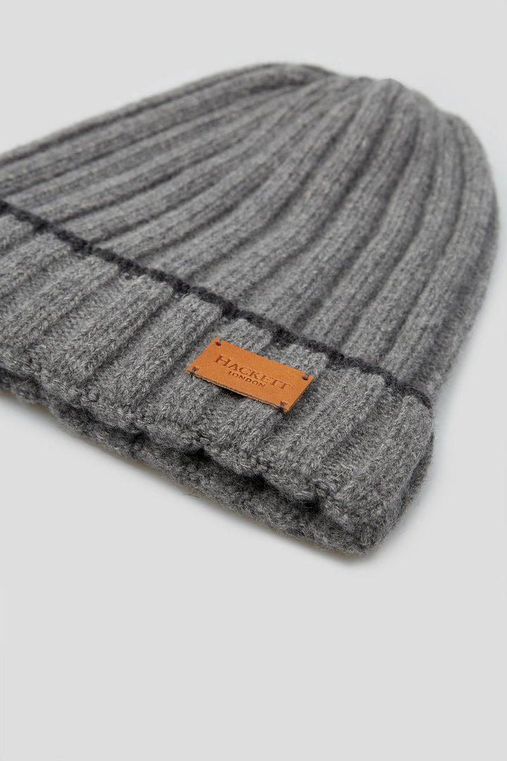 Hackett Mens Cashmere Beanie Cap HM042391 (Charcoal)