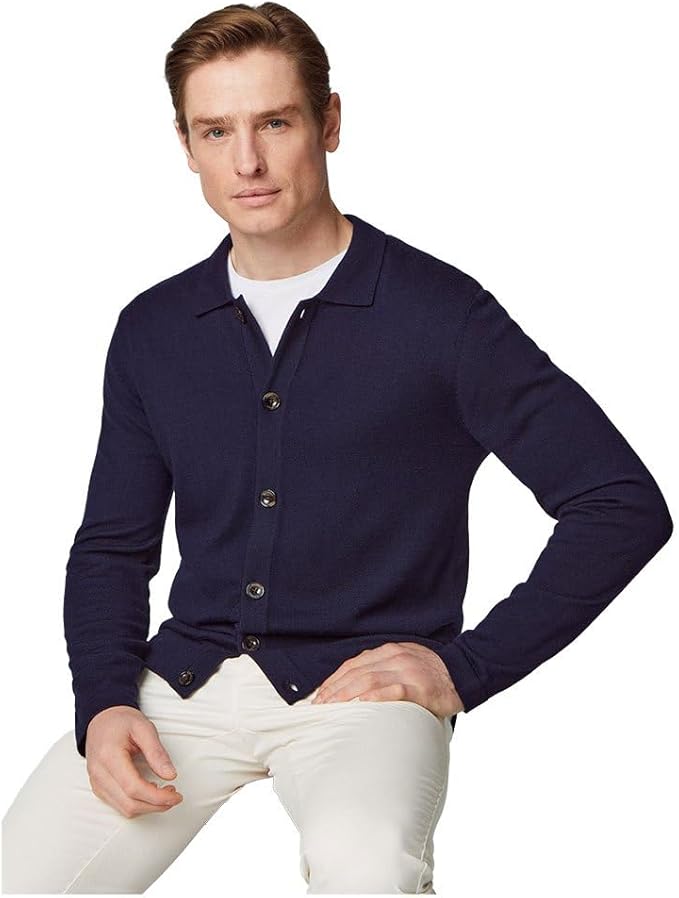 Hackett Mens L/S Merino Cardigan HM702838