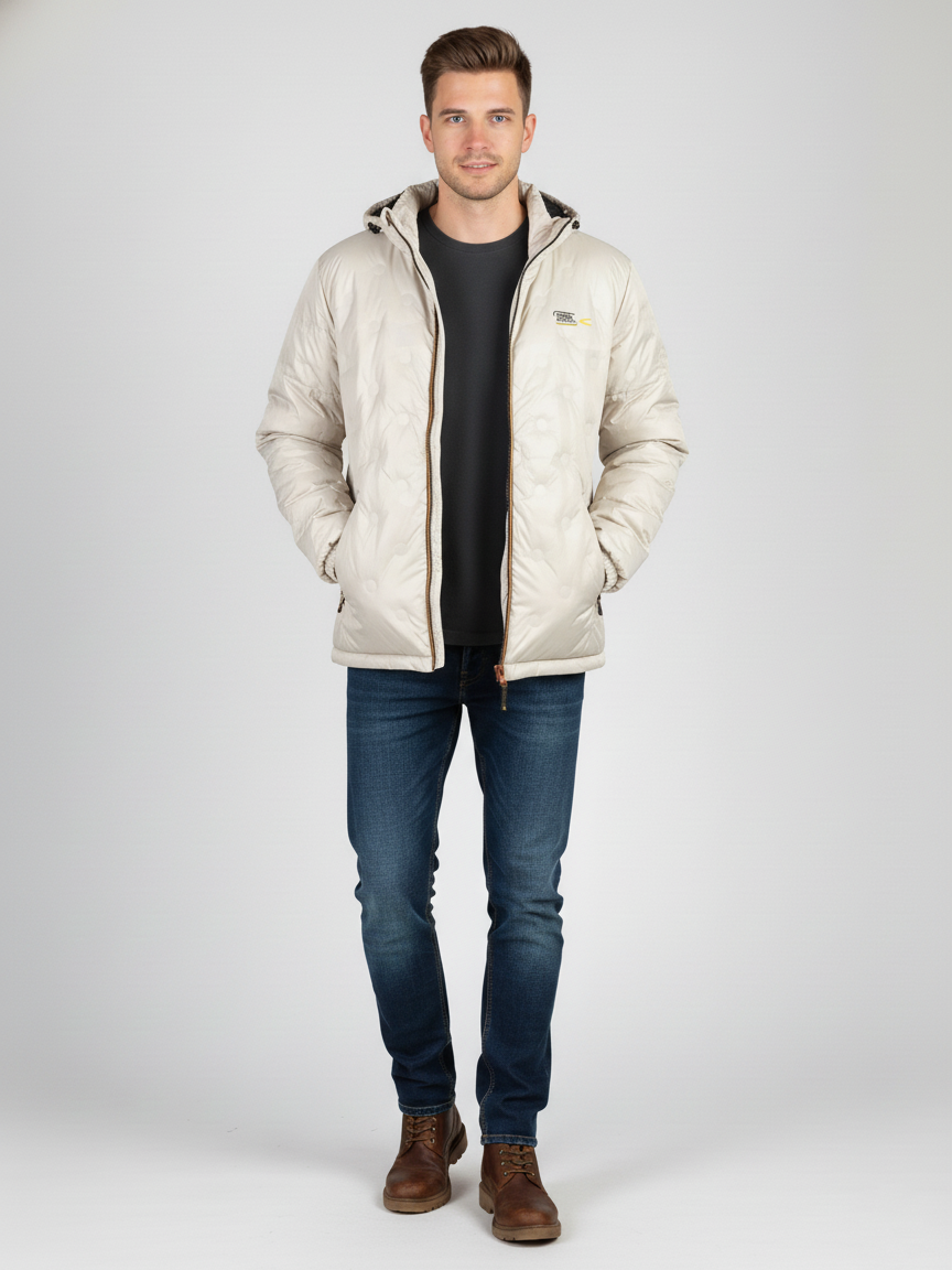 Camel Active Mens L/S Hoodi Jacket (Cream)