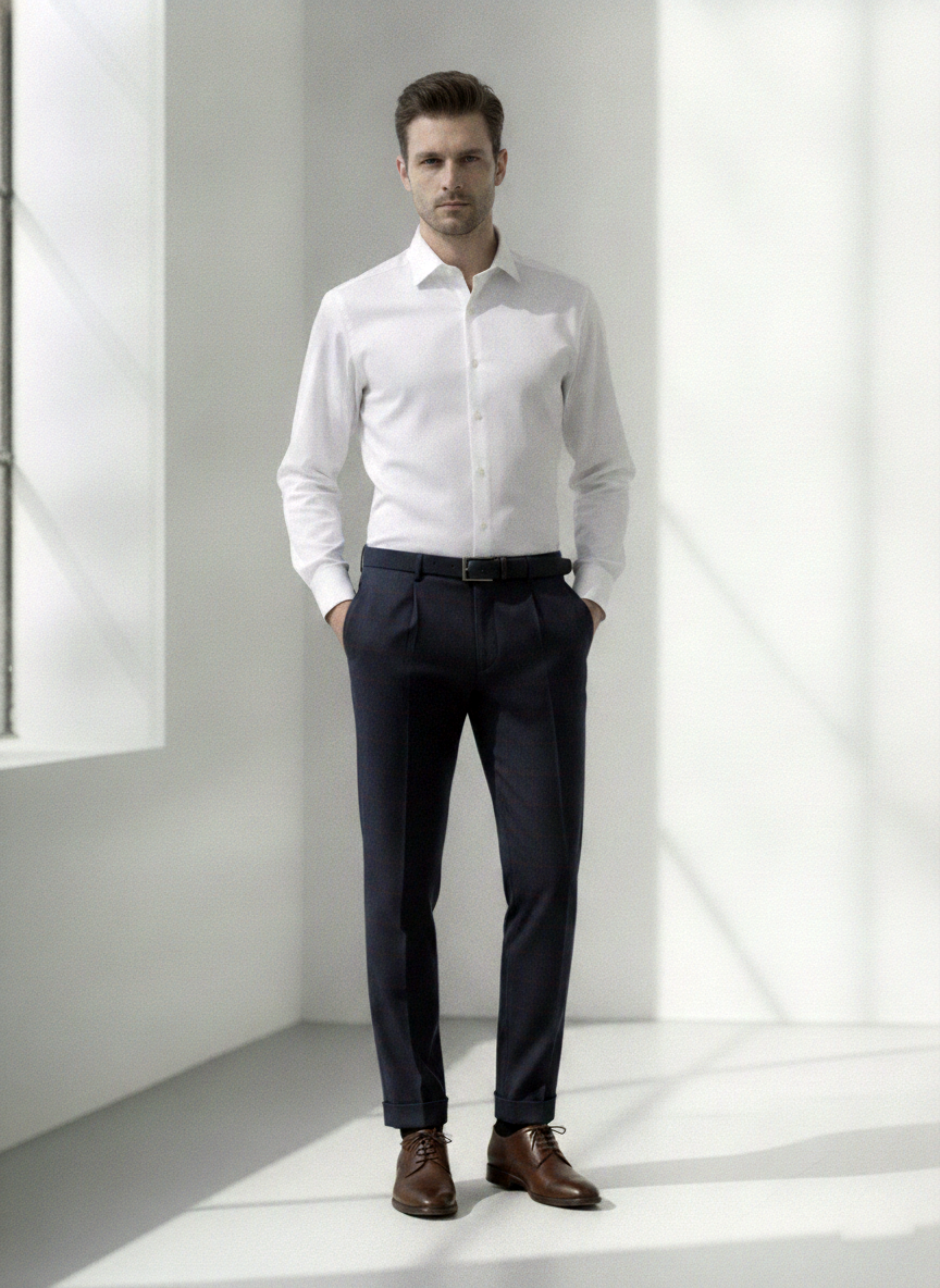 Jaeger Mens Wool Regular (RF) Small Check Formal Trouser 8500060