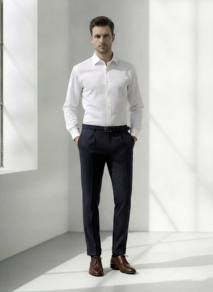 Jaeger Mens Wool Regular (RF) Small Check Formal Trouser 8500060
