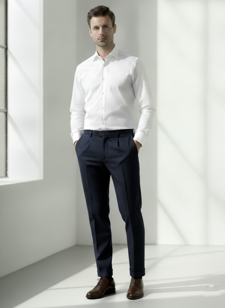 Jaeger Mens Wool Short (RF) Small Check Formal Trouser 8400366