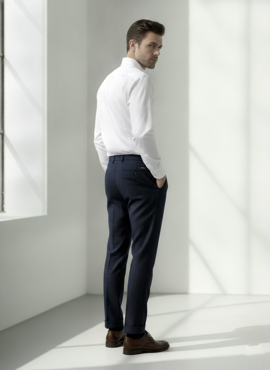 Jaeger Mens Wool Short (RF) Small Check Formal Trouser 8400366