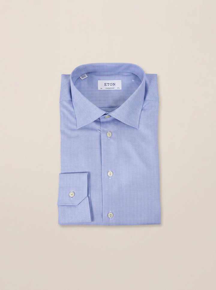 Eton Mens L/S Window Check Formal Shirt 10455