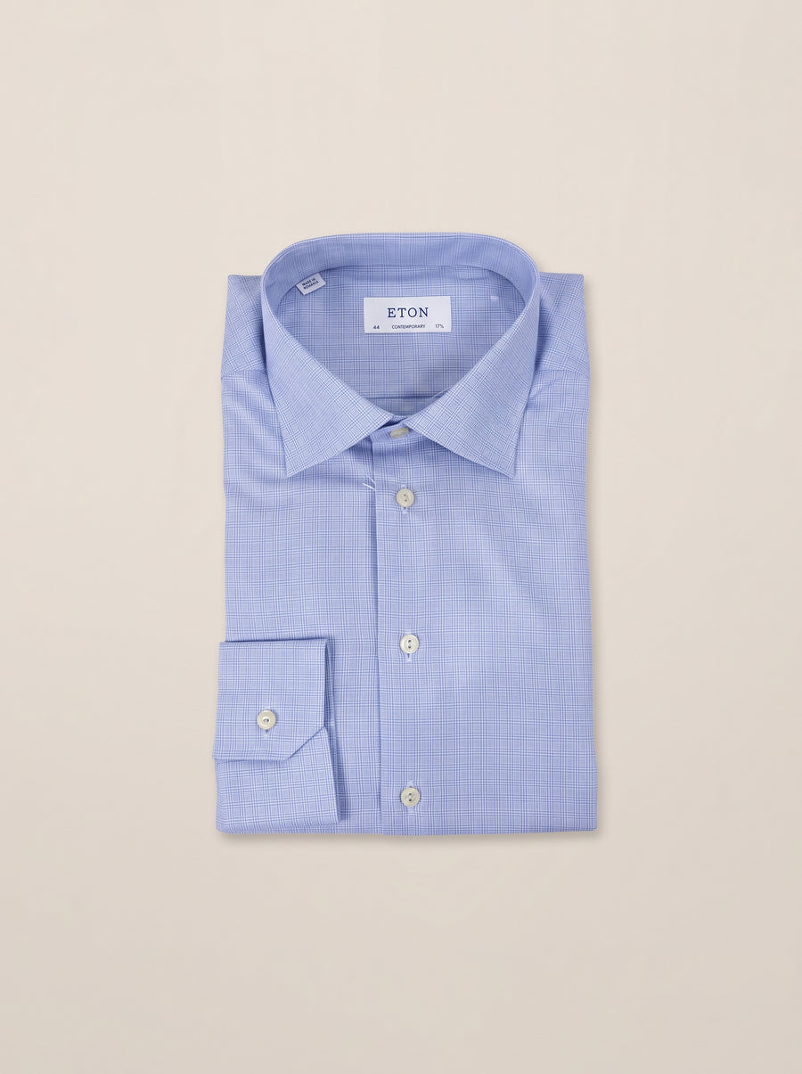 Eton Mens L/S Window Check Formal Shirt 10455