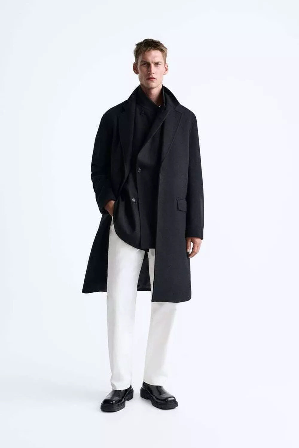 Zara Mens Fleece Long Coat 7380/331/800