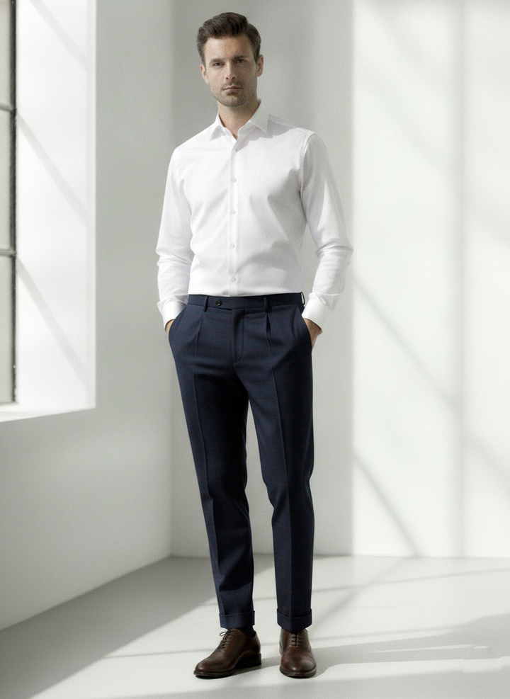 Jaeger Mens 100%Wool Regular (SF) Check Formal Trouser 8400358