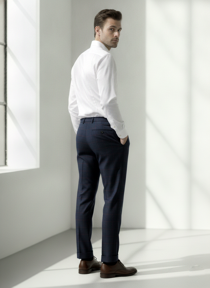 Jaeger Mens 100%Wool Regular (SF) Check Formal Trouser 8400358