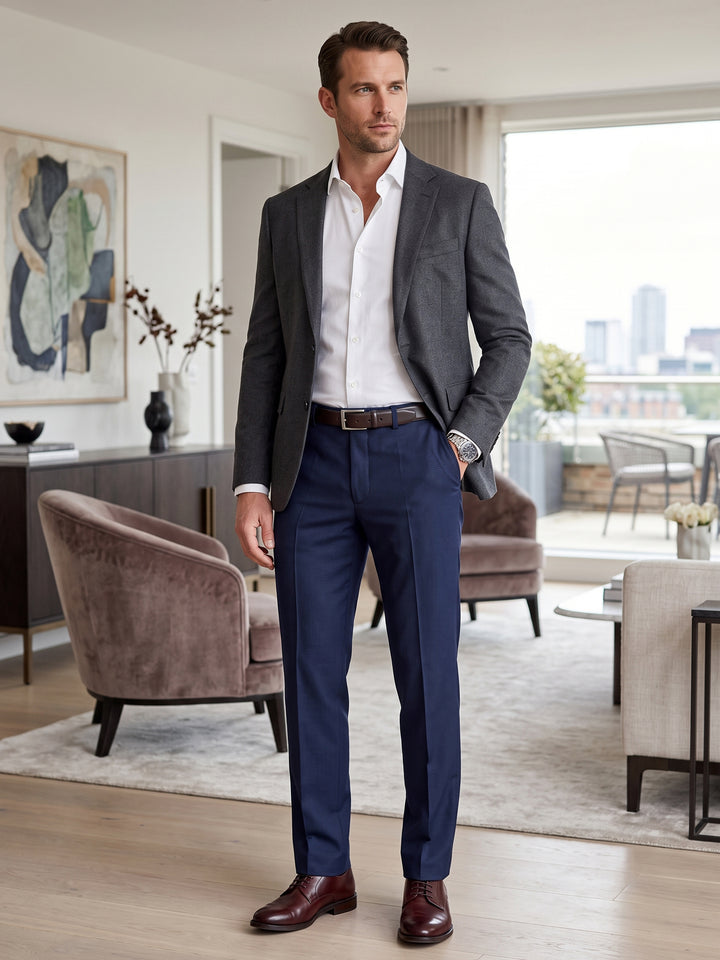 Jaeger Men Wool Short (RF) Textured Formal Trouser 8500005