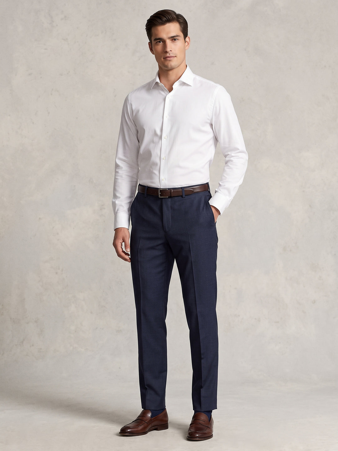 Jaeger Men 70%Wool 30%P Regular (RF ) Textured Formal Trouser 286103Y