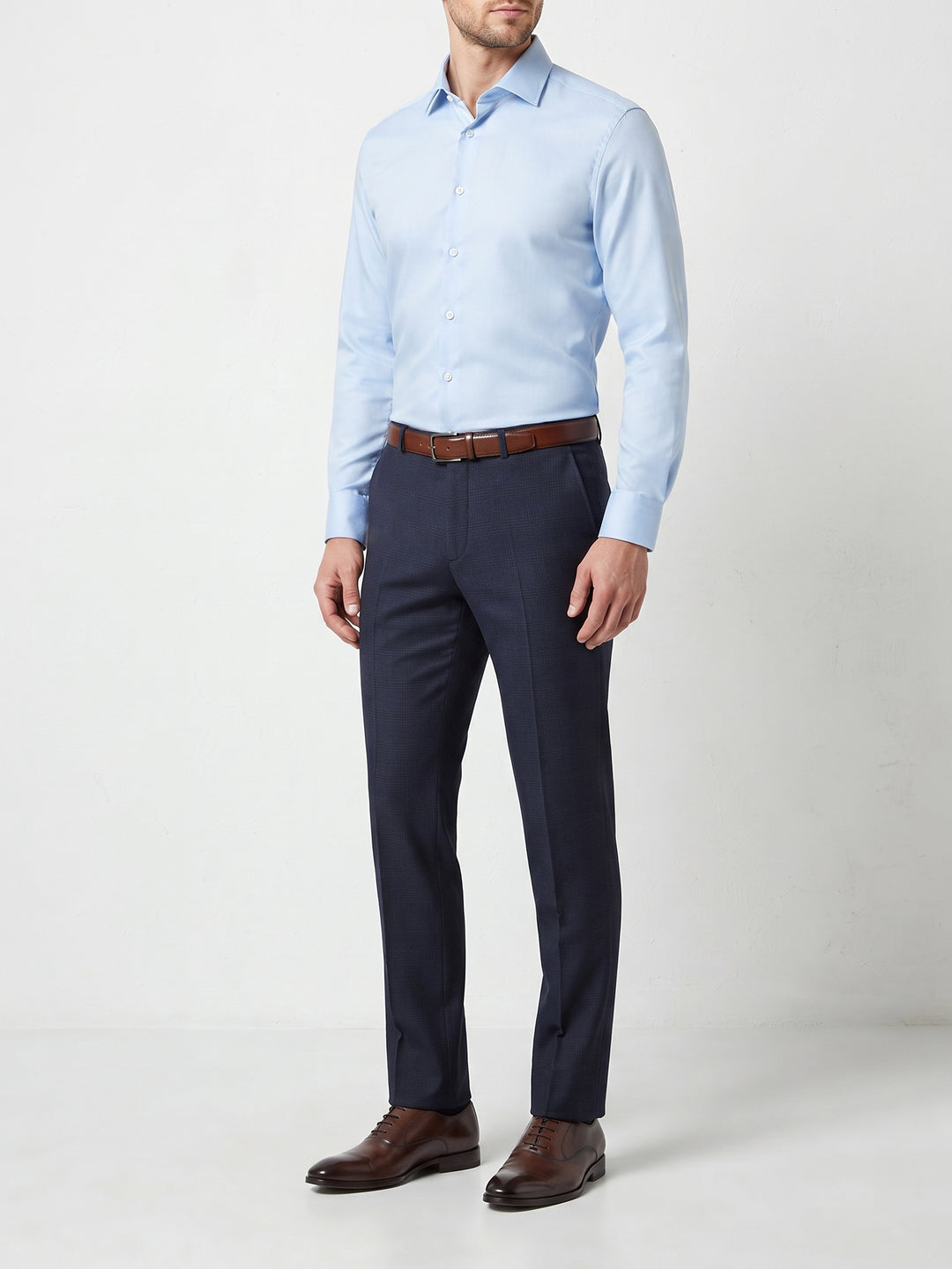 Jaeger Men 98% Cotton Regular (RF) Textured Formal Trouser 8400046