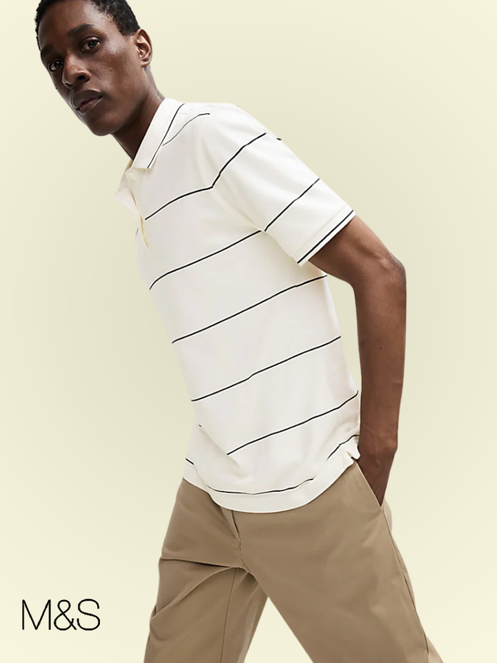 M&S Mens S/S Striper Polo T28/5078M