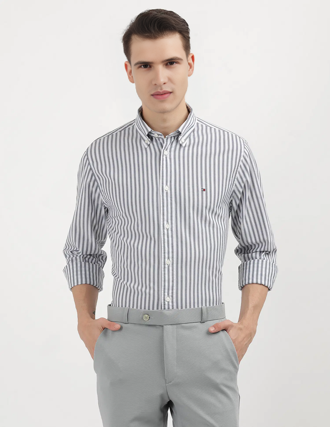 Tommy Hilfiger Mens L/S Lining Casual Shirt AT-SB-78JB609