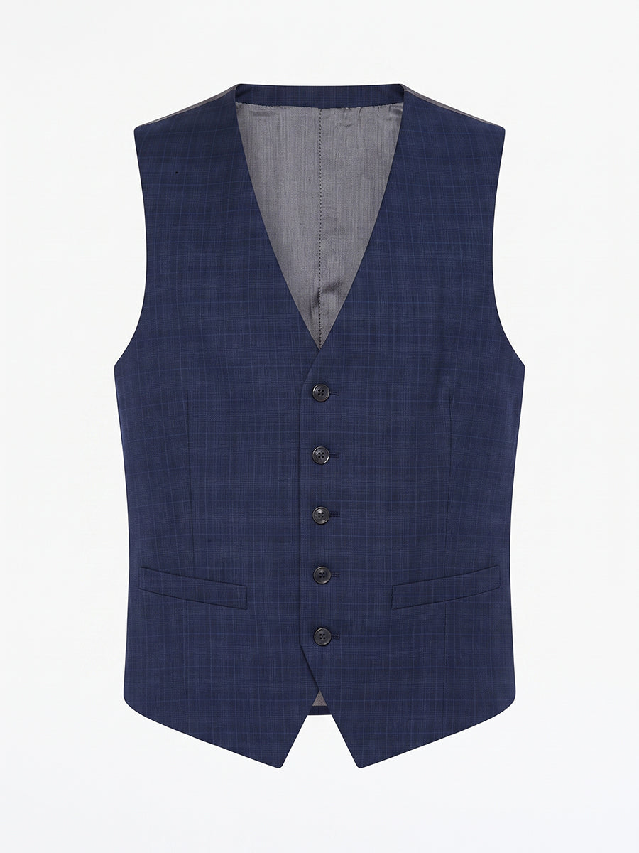 Jaeger Men 100%Wool Regular Check Waist Coat 8500715