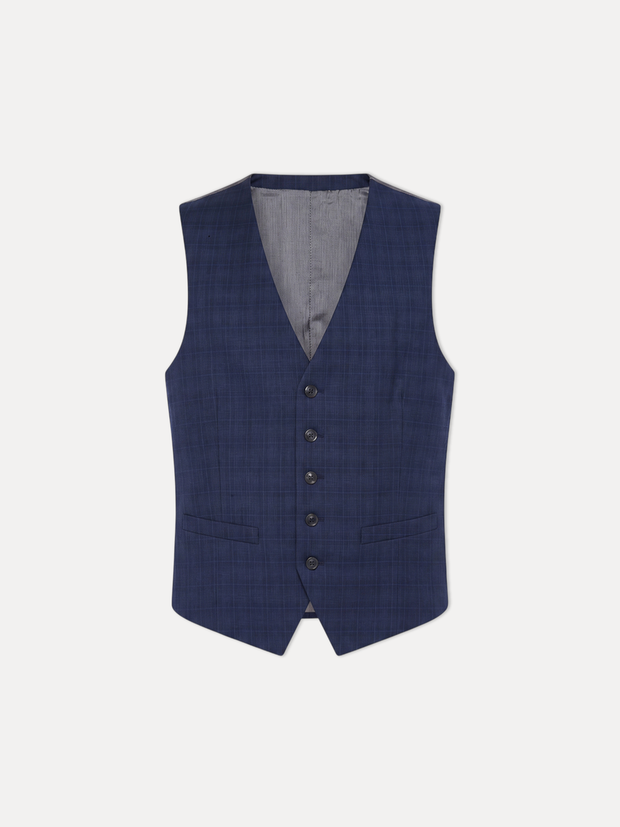 Jaeger Men 100%Wool Regular Check Waist Coat 8500715