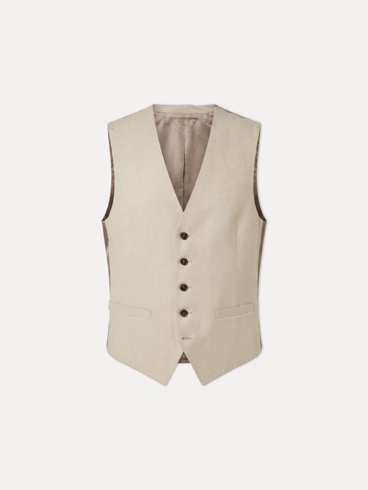 Jaeger Men Linen Mix Regular Plain Waist Coat 8500784