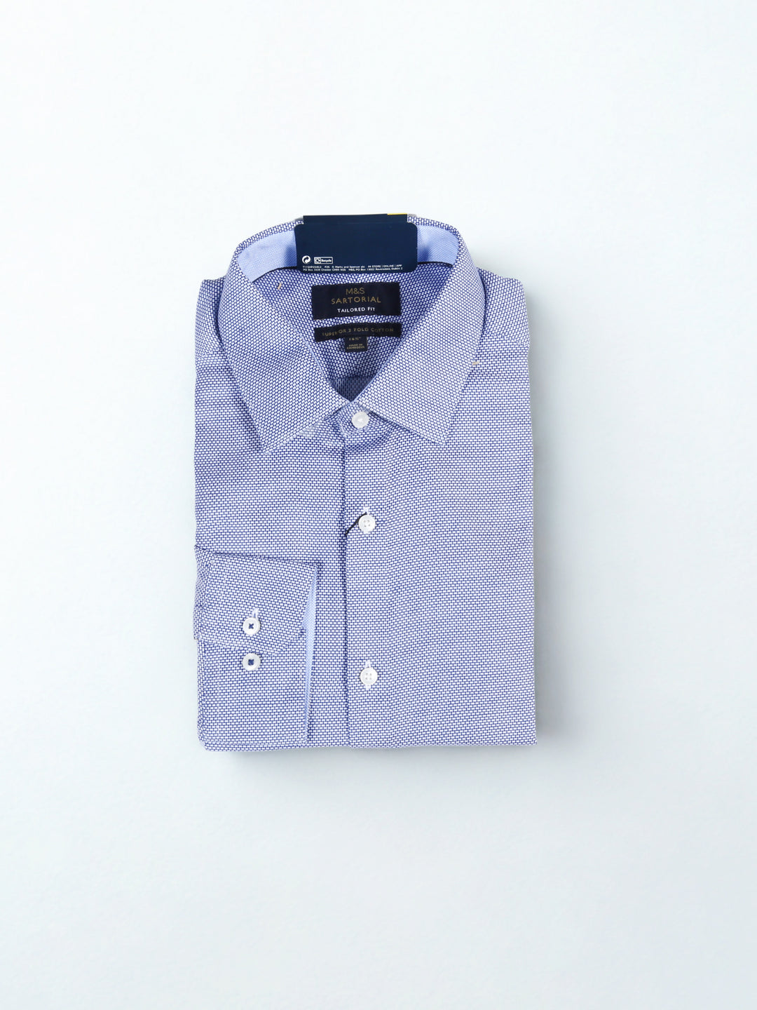 M&S Men L/S (65-35%) Textured Formal Shirt -T11/2107S