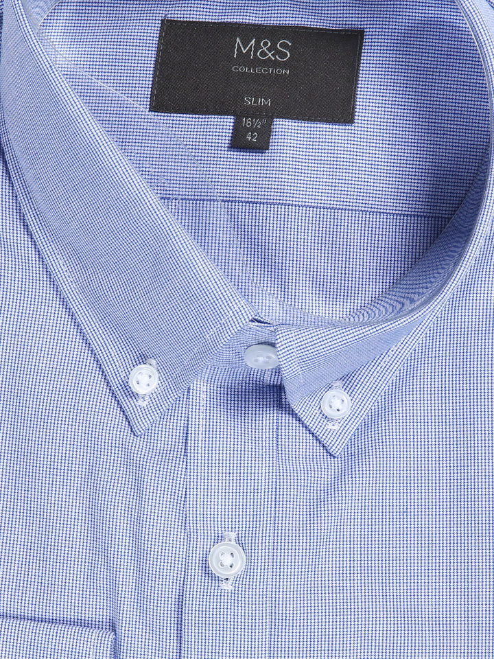 M&S Men L/S (65-35%) Textured Formal Shirt -T11/2107S