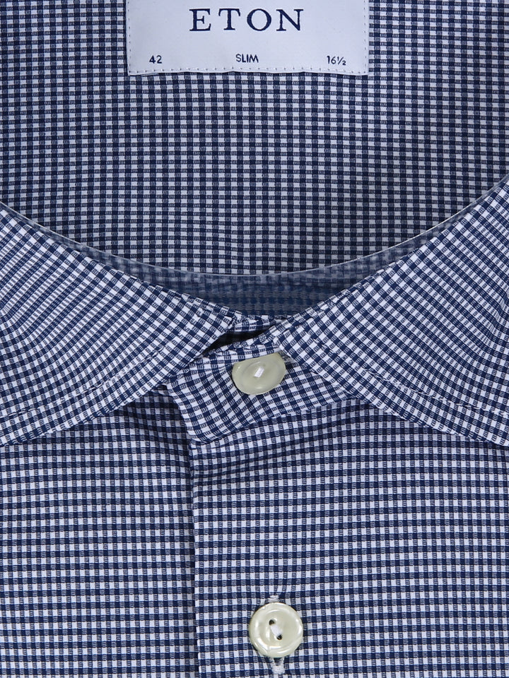Eton Men L/S SF Small Check Formal Shirt100010374