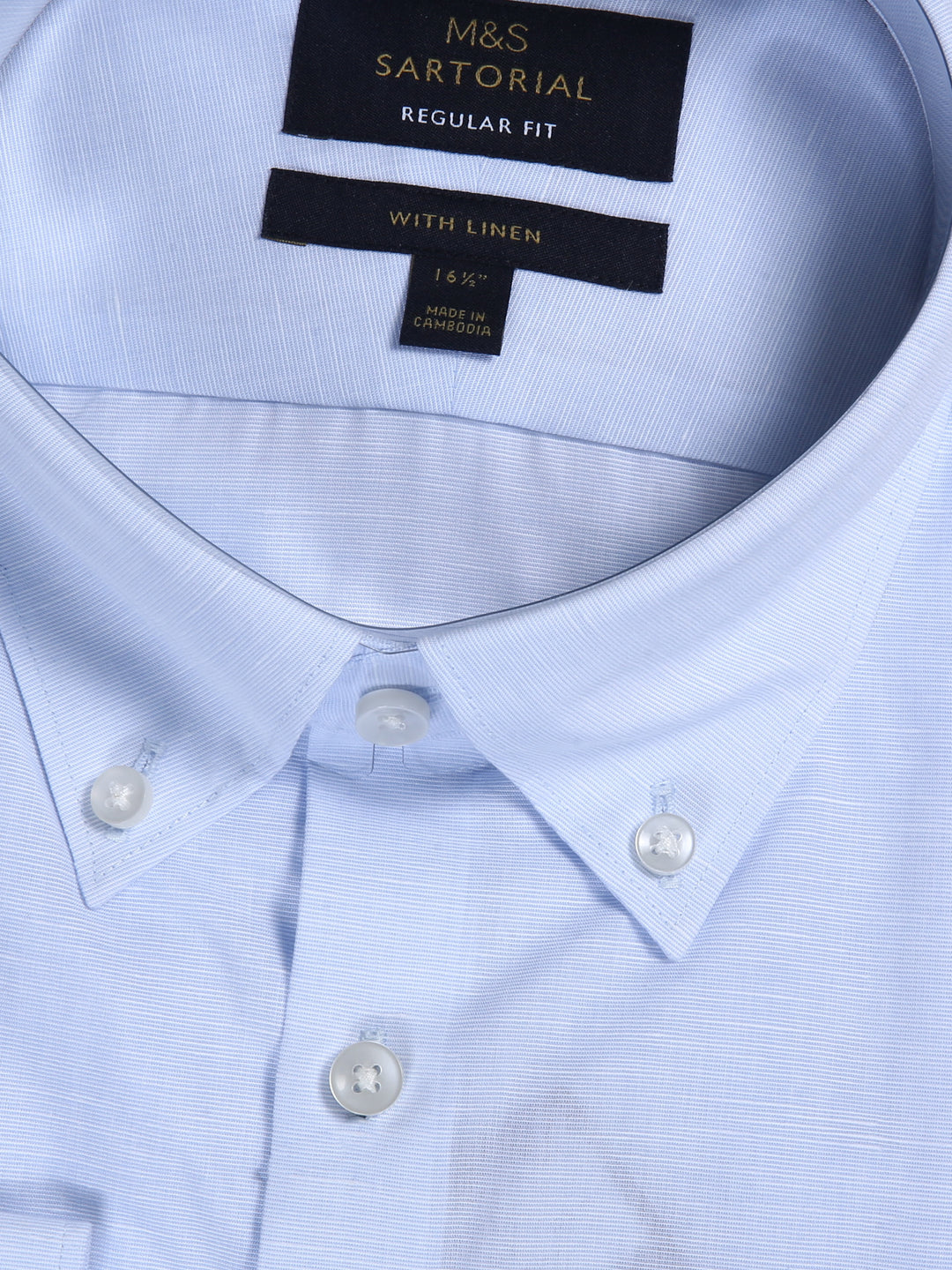 M&S Men L/S Linen Mix Plain Formal Shirt T11/4200