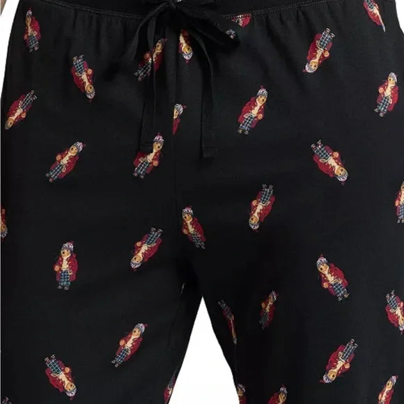 RL Men L/S (Bear Print )T-Shirt With Pajama (Black)