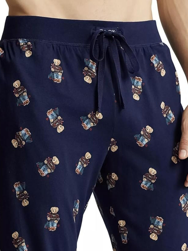 RL Men L/S (Bear Print )T-Shirt With Pajama (Dark Navy)