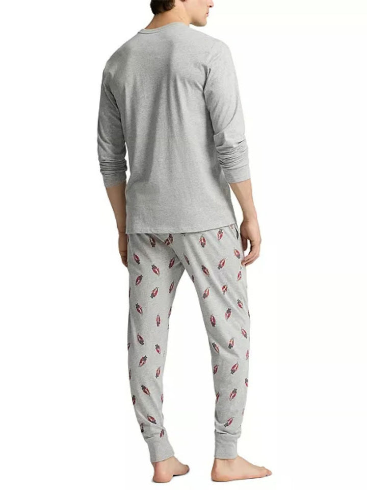 RL Men L/S (Bear Print )T-Shirt With Pajama (Grey)