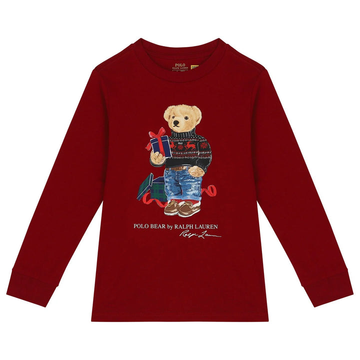 RL Men L/S (Bear Print )T-Shirt With Pajama (Maroon)