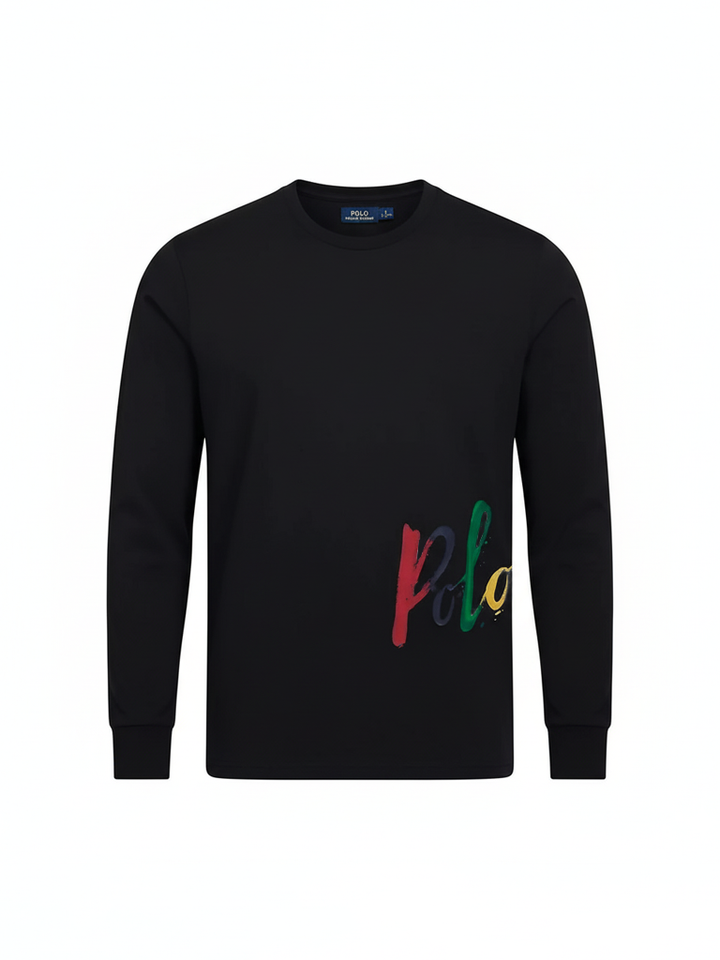 RL Men L/S R-N (Polo Print ) T-Shirt (Black)