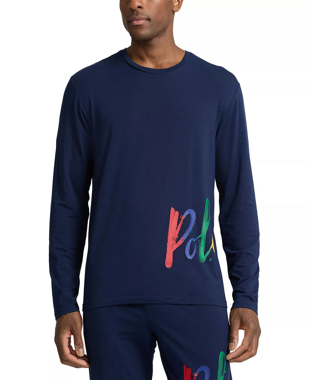 RL Men L/S R-N (Polo Print ) T-Shirt (Navy)