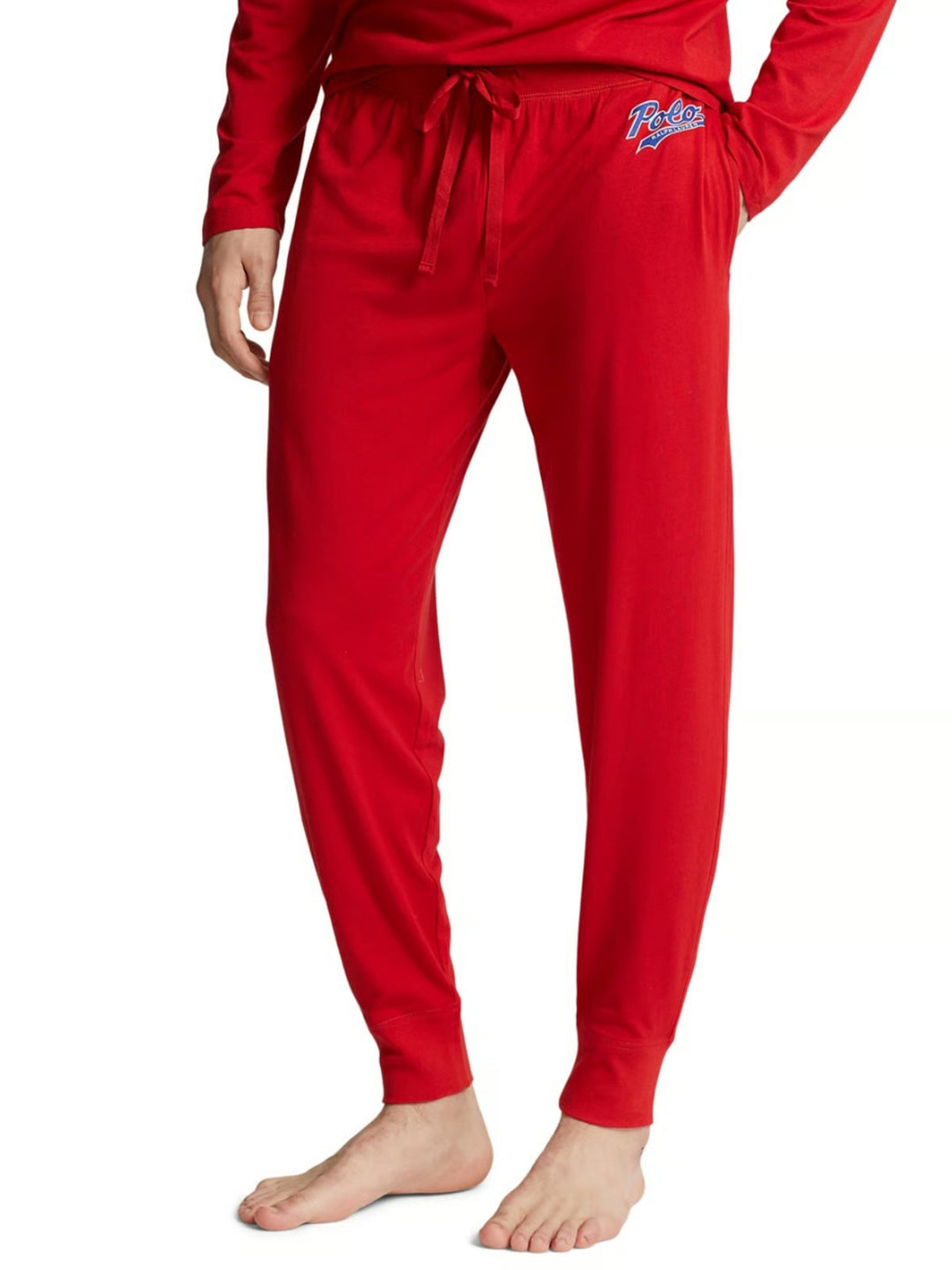 RL Men (Polo Print ) Knitted Pajama (Red)