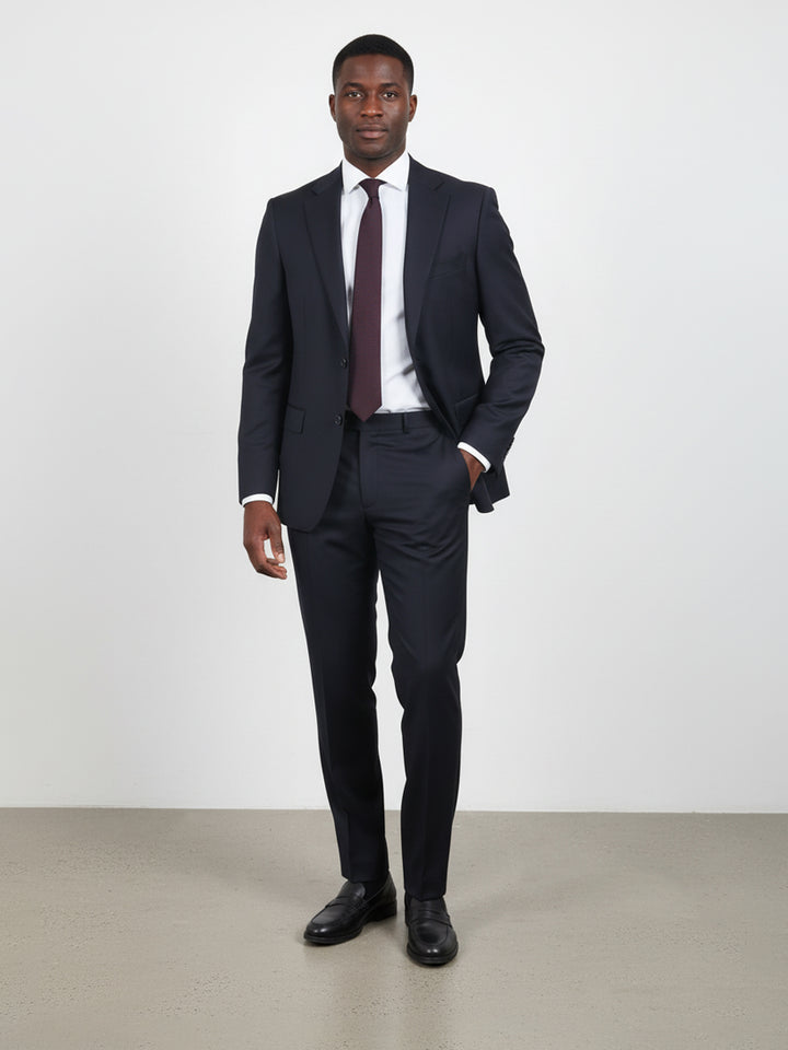 Baumler Men 100% Wool 2pcs Plain Suit 1640 (Dark Navy)