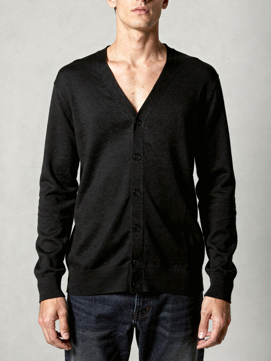 BMR Men L/S Merino Plain Cardigan 87206 (Black)