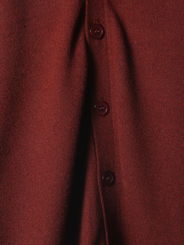 BMR Men L/S Merino Plain Cardigan 87206 (Wine)