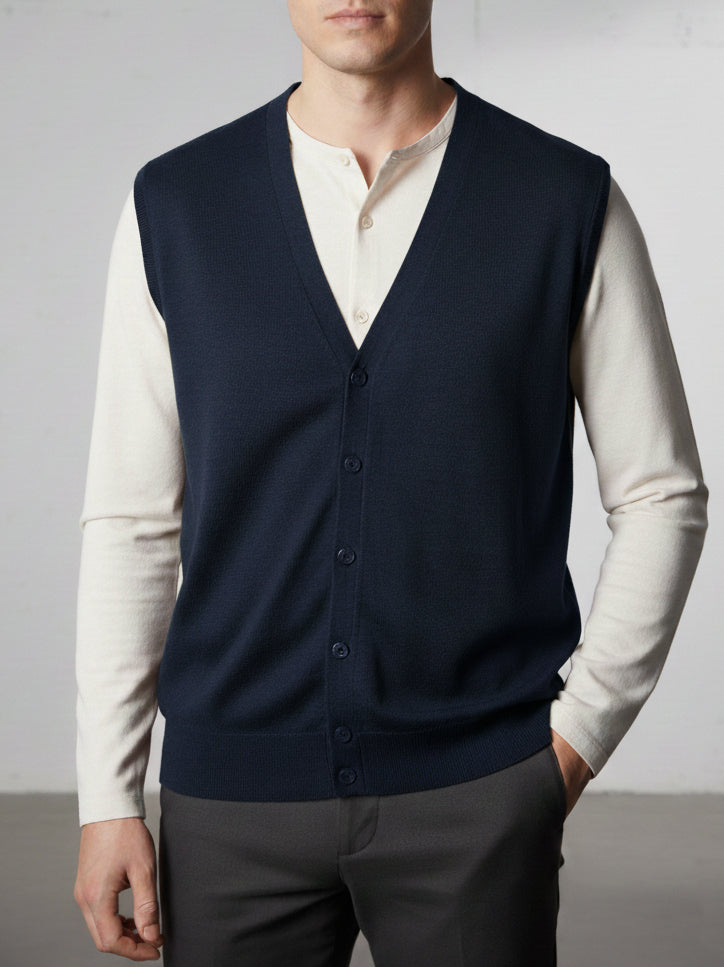 BMR Men S/L Merino Plain Cardigan 87207