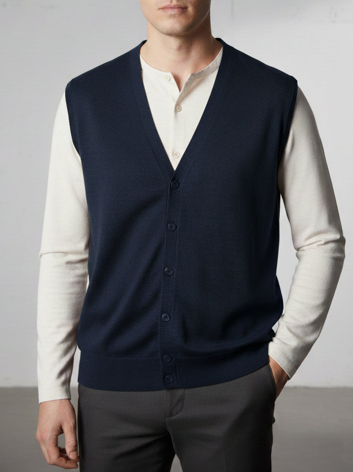 BMR Men S/L Merino Plain Cardigan 87207
