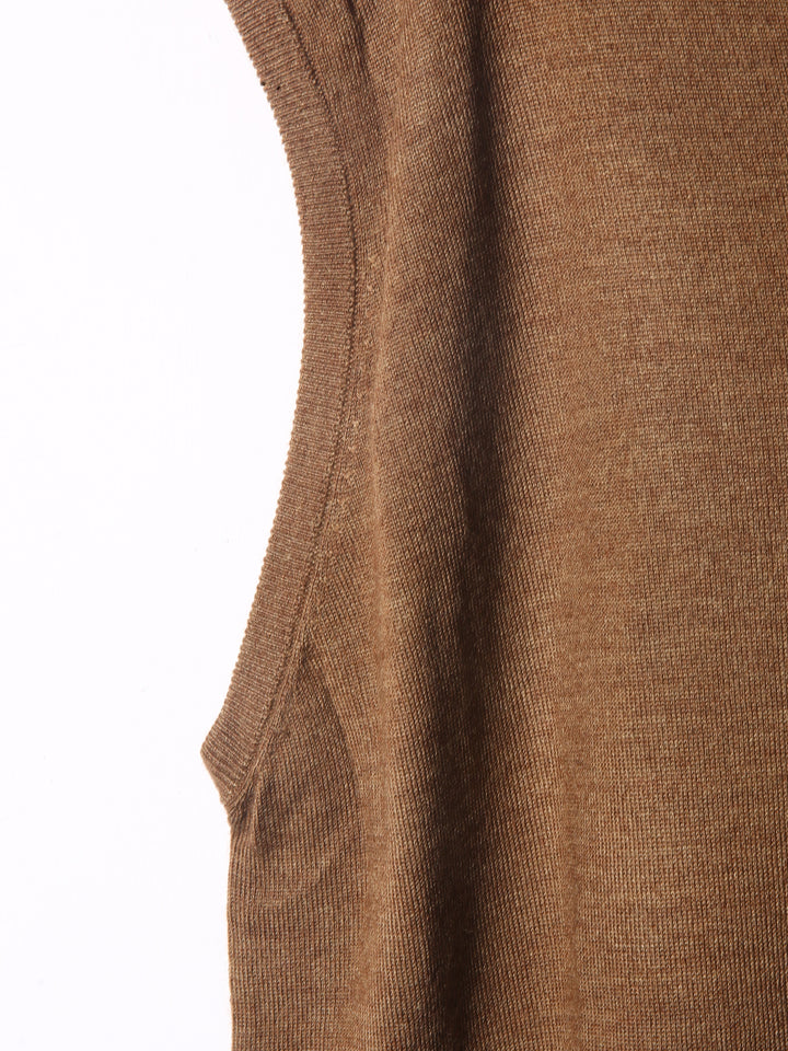 BMR Men S/L V-N Merino Sweater 87208 (Coffee)