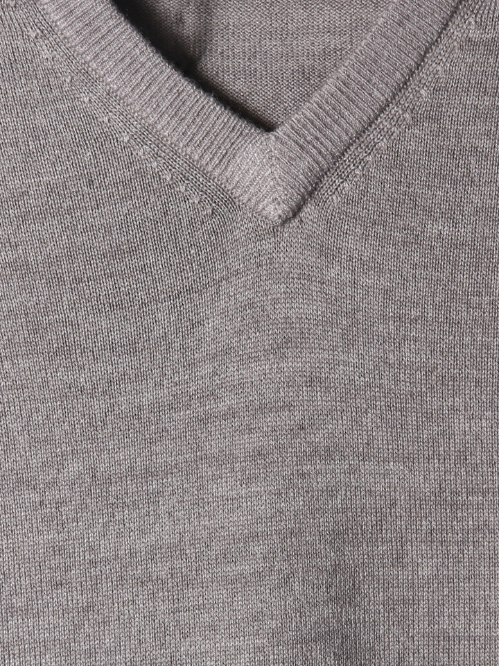 BMR Men S/L V-N Merino Sweater 87208 (Grey)