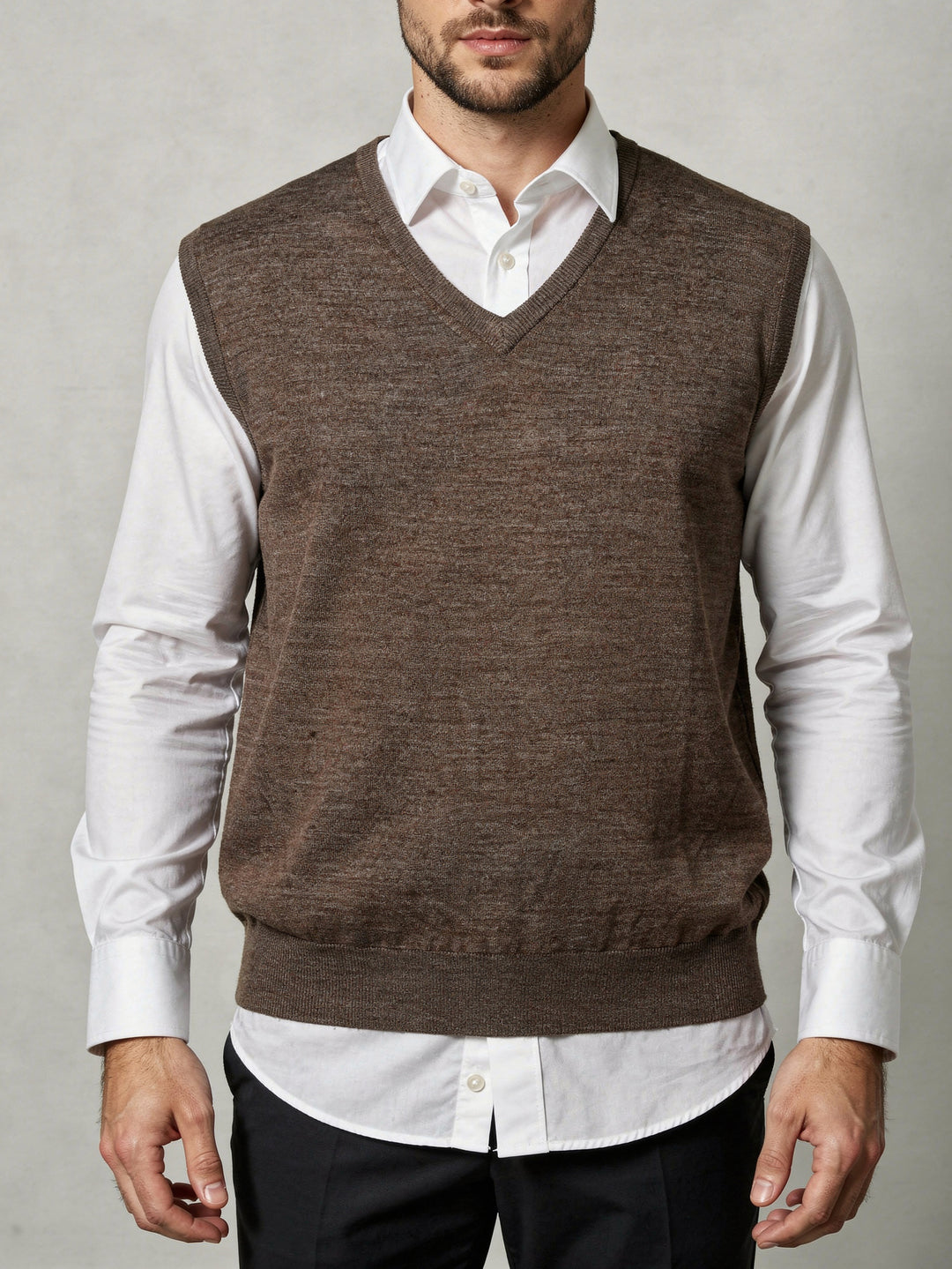 BMR Men S/L V-N Merino Sweater 87208