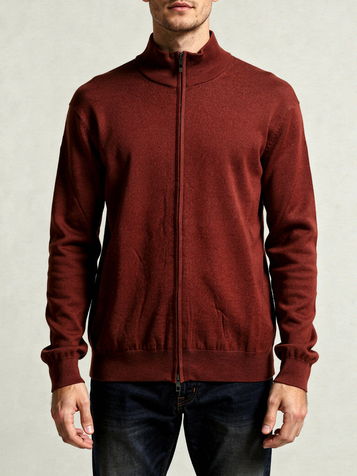 BMR Men L/S Merino Zipper 87209 (Wine)