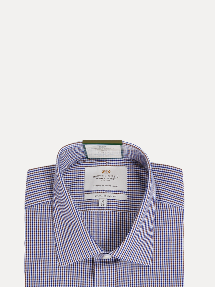 H&C Men L/S S/F Small Check Formal Shirt SSSFk901