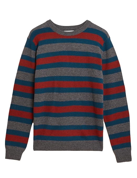 M&S Men L/S R-N Lambs Wool Striper Pullover T30/2821M