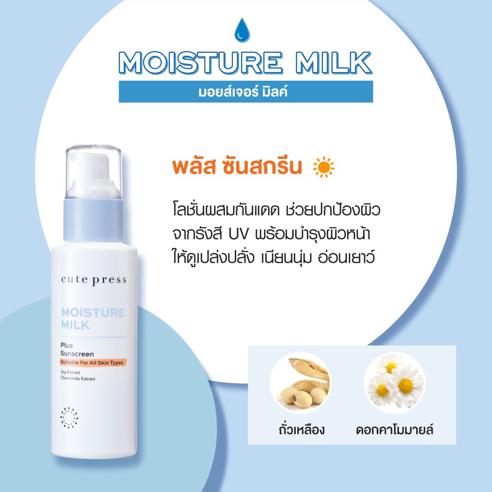 Cute Press Moisture Milk Plus Sunscreen 100ml Suitable For All Skin Types (Thai)