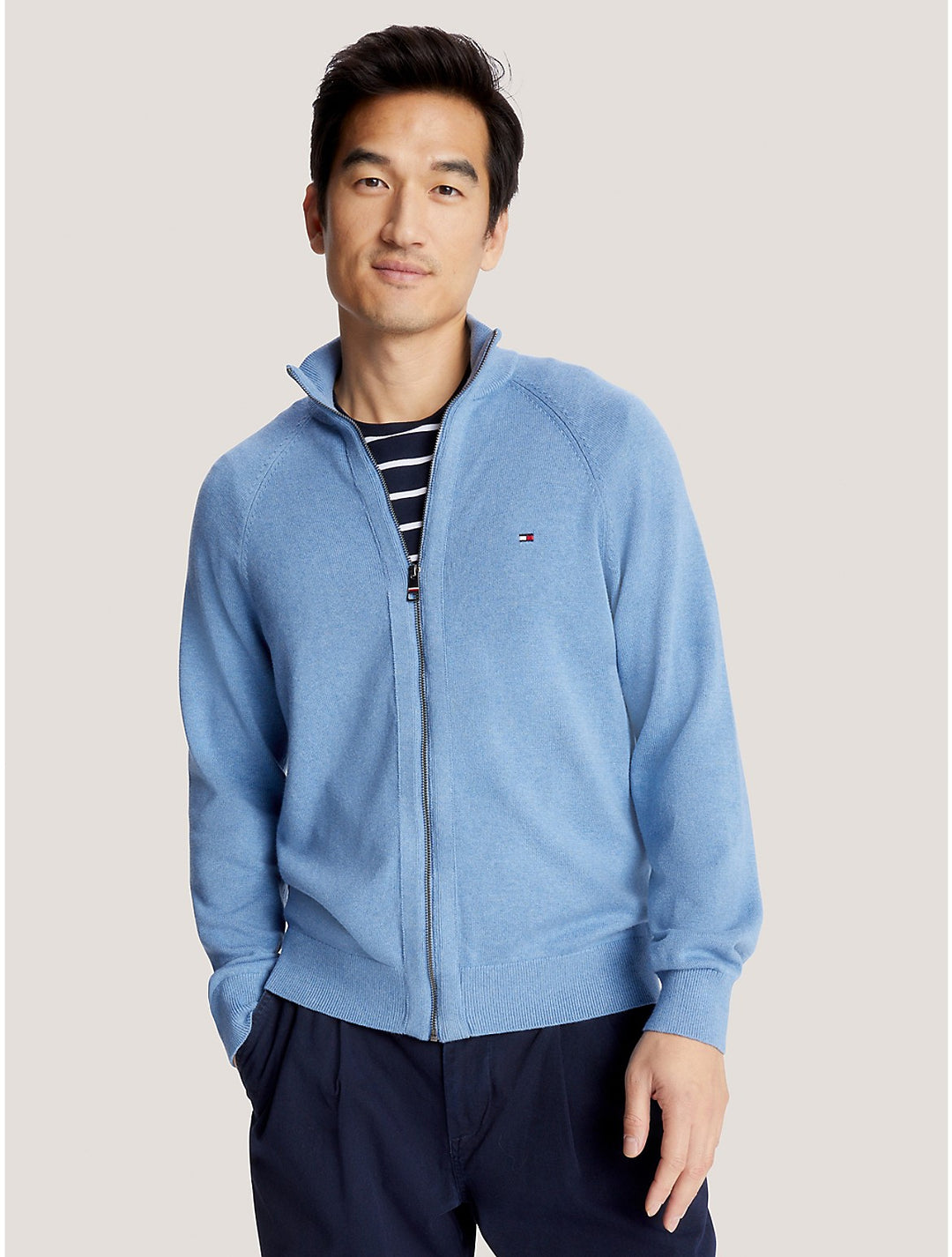 TH Men L/S Cotton Plain Full Zip Zipper AT-SB-78J9322