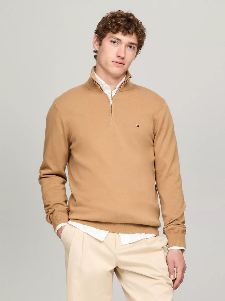 TH Men L/S Cotton Plain Half Zip Zipper AT-SB-78J9329
