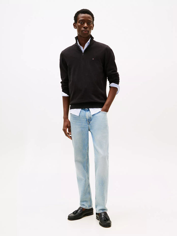 TH Men L/S Cotton Plain Half Zip Zipper AT-SB-78J9329