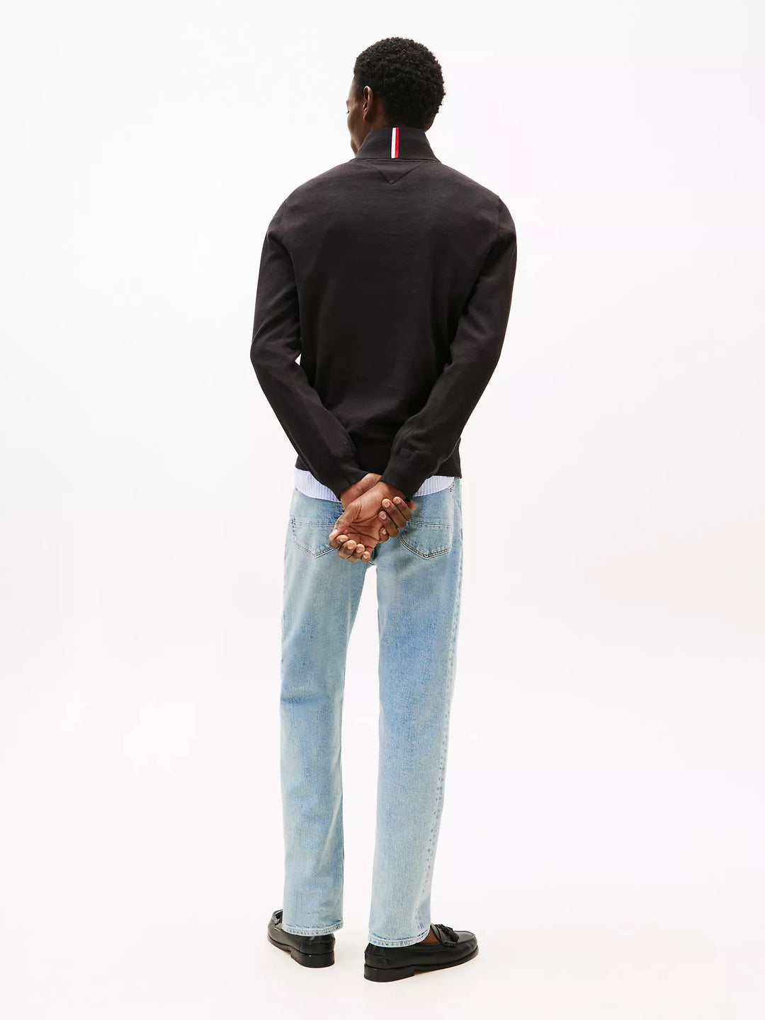 TH Men L/S Cotton Plain Half Zip Zipper AT-SB-78J9329